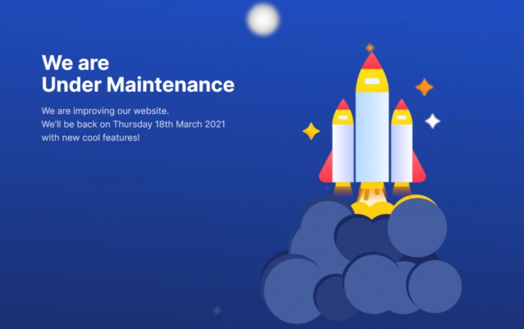 Mensaje de página en mantenimiento