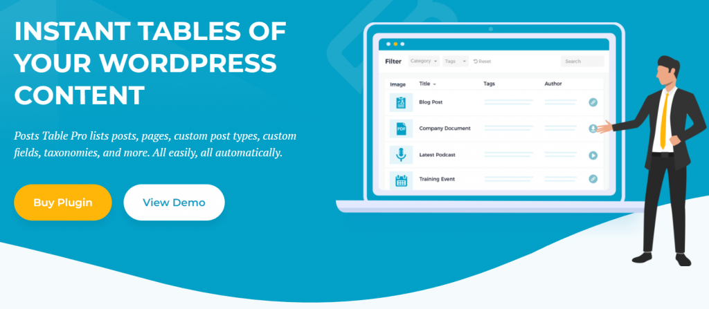 Plugin Posts Table Pro de WordPress