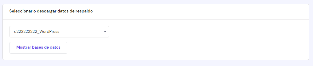 Visualización de donde se debe elegir la base de datos a restaurar