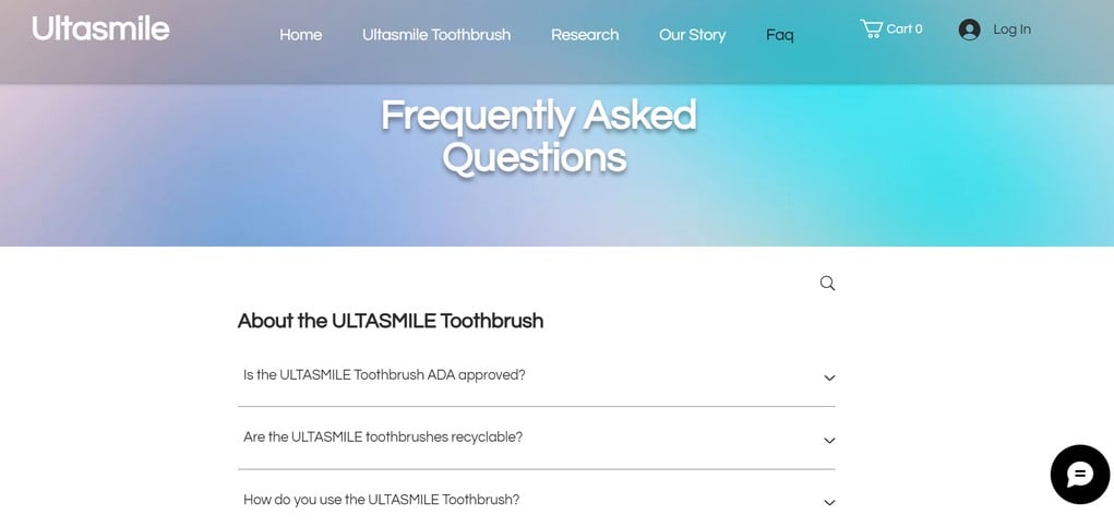 Ejemplo de la página o sección de preguntas frecuentes