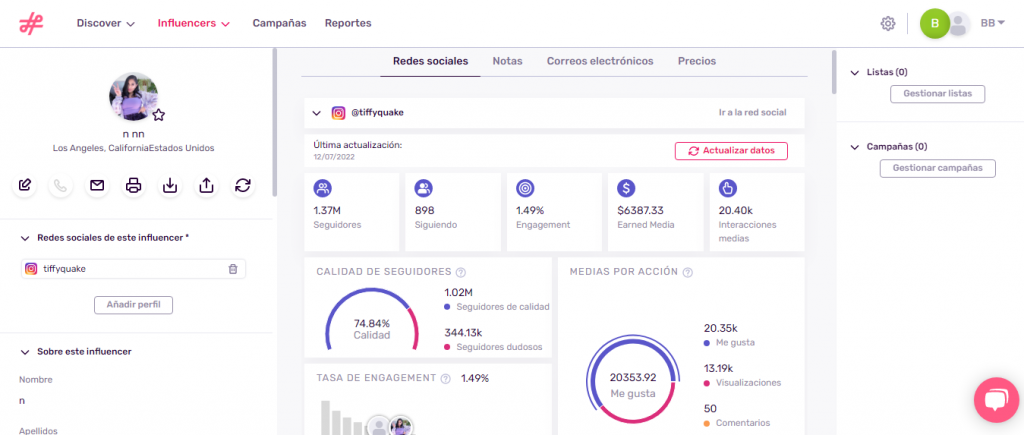 Escritorio de Influencity