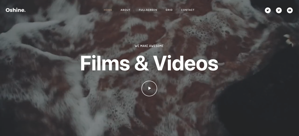 Página del tema de WordPress Oshine