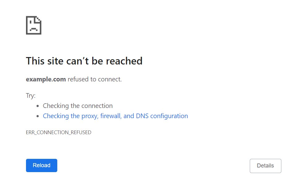 Mensaje de error ERR_CONNECTION_REFUSED