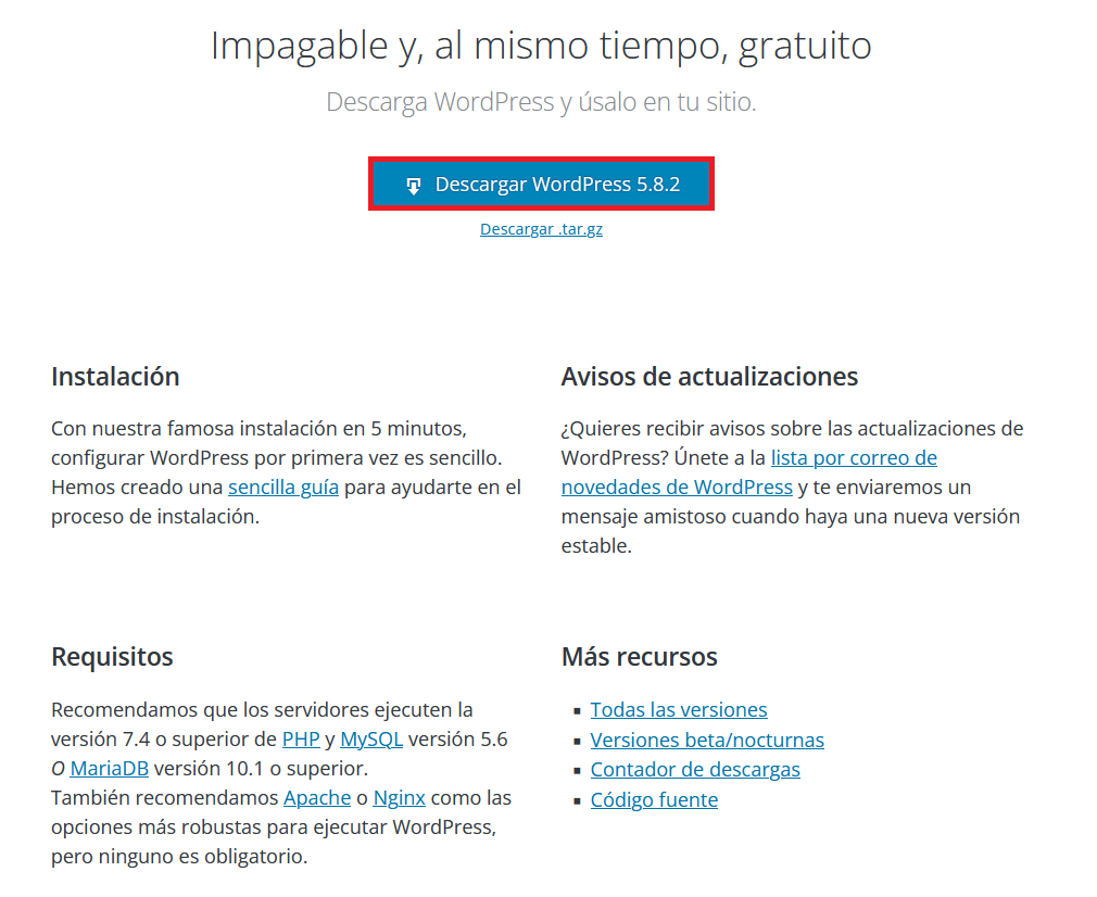 Descargar WordPress