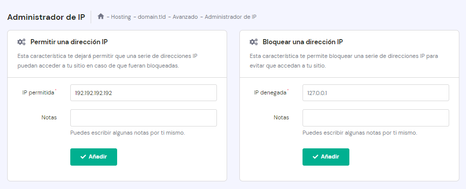 Agregar la dirección IP de Cloudflare al administrador de IP de hPanel