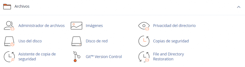 Funciones de administración de archivos cPanel