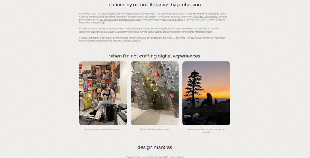 Descripción de un proyecto en el sitio web de Novia Chao