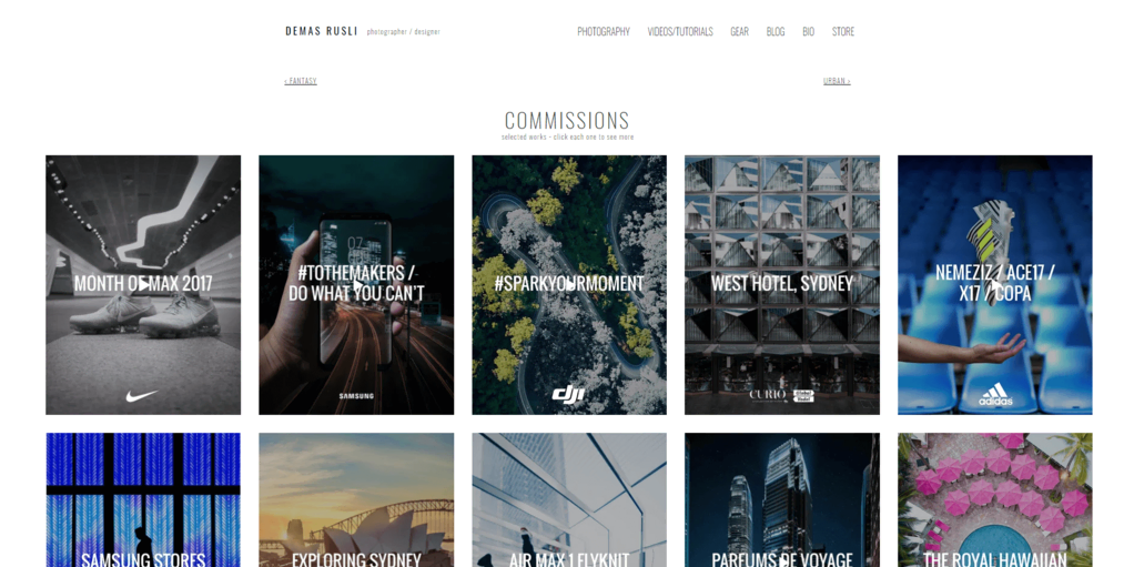 Diseño de cuadrícula del sitio web de Demas Rusli