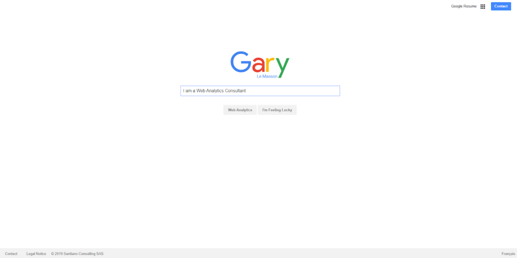 Ejemplo de portfolio, sitio web de Gary Le Masson