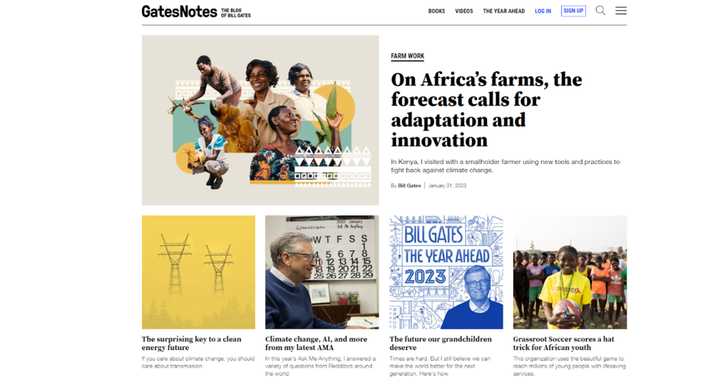 Página de inicio de Gates Notes