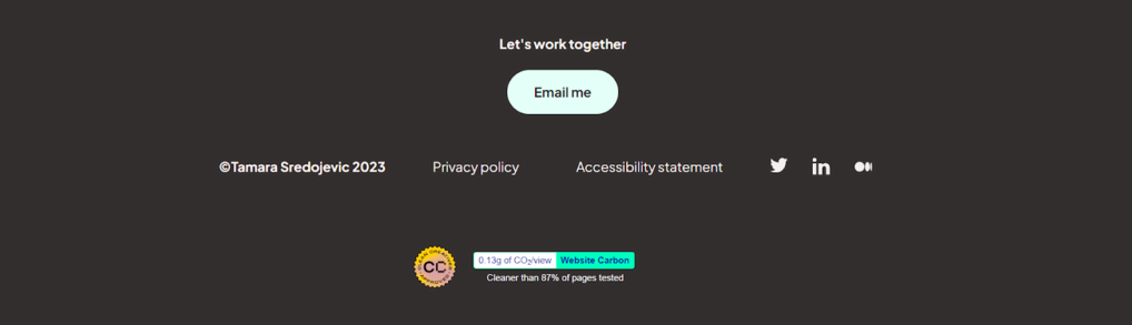 Puntuación de huella de carbono en el sitio de Tamara Sredojevic