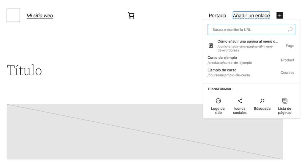 Añadir un enlace de navegación en el menú de WP