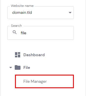 The hPanel sidebar showing to select File Manager