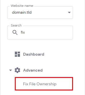 The Fix File Ownership menu option