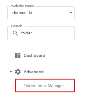 The Folder Index Manager menu option