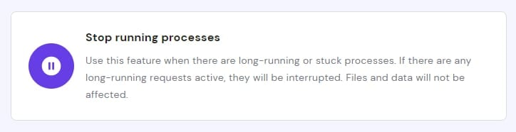 The stop running processes option on hPanel