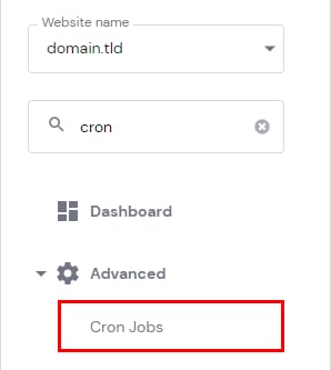 The Cron Jobs menu option