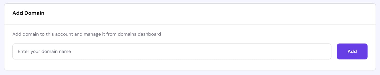 Hostinger's add domain input