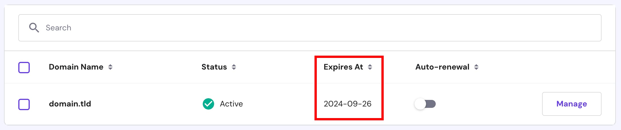 Domain expiration date visible in the Domains section at Hostinger