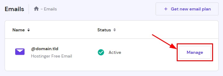The Emails sectio showing how to access the Email Management area