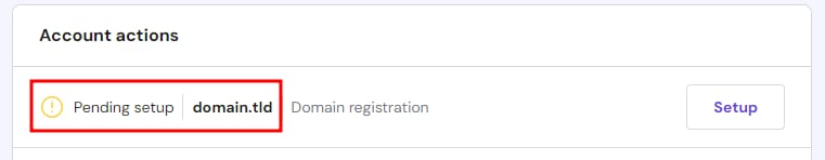 A domain order with pending stup status.