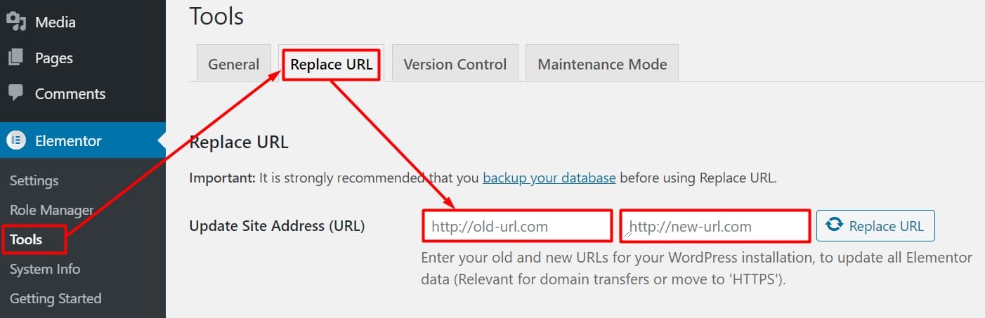 The Elementor tool to replace URL