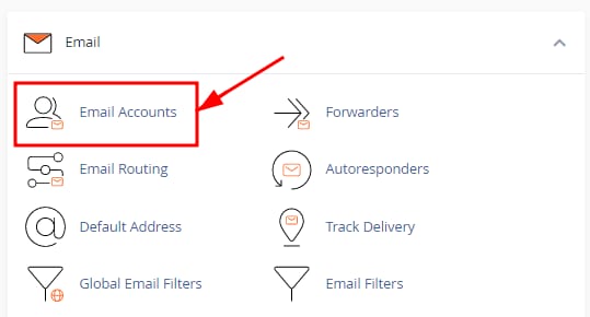 The Email Accounts option on cPanel