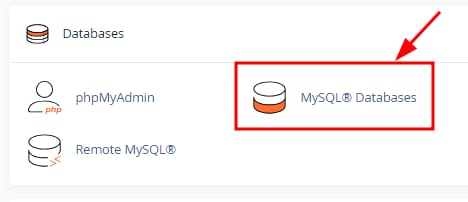 The MySQL Databases option on cPanel