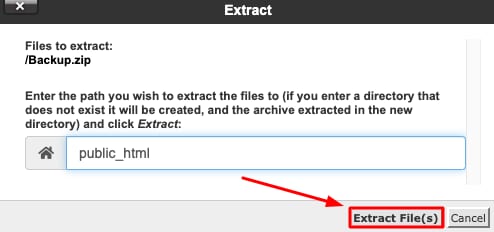 The option to select the extract destination
