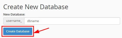 The Create New Database section showing how to create a database