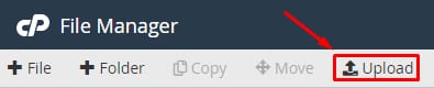 The Upload button on cPanel File Manager