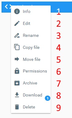 The context menu after right-clicking on a file or folder