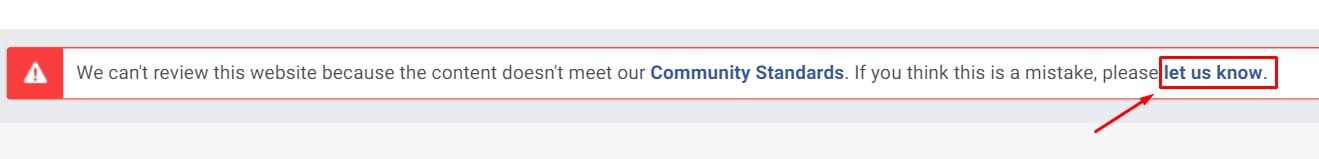 The option to request a review from Facebook