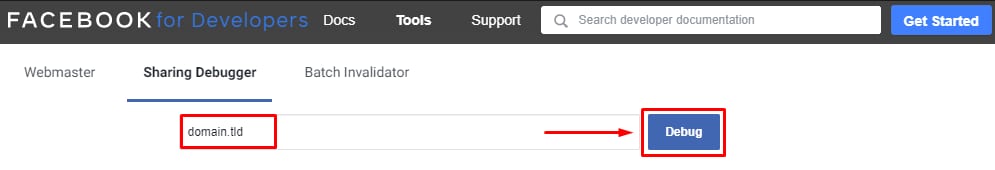 The Facebook Sharing Debugger tool