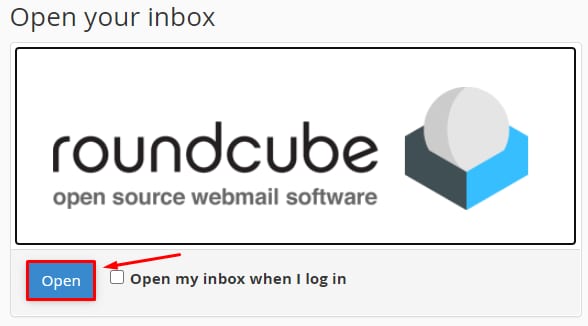 The button to open Roundcube webmail