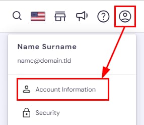 The account options showing how to reach the Account Information page