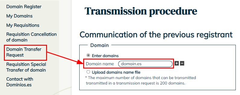 Changing the domain owner's contact details for .ES domains