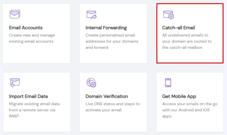 Enablish the catch-all emails feature with Titan Email at Hostinger