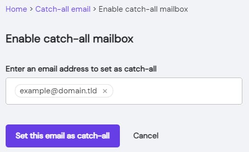 Enablish the catch-all emails feature with Titan Email at Hostinger