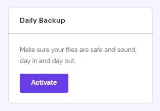 The option to activate daily backups in WordPress → Overview → Dashboard
