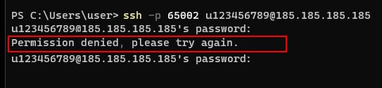 The permission denied error message on SSH