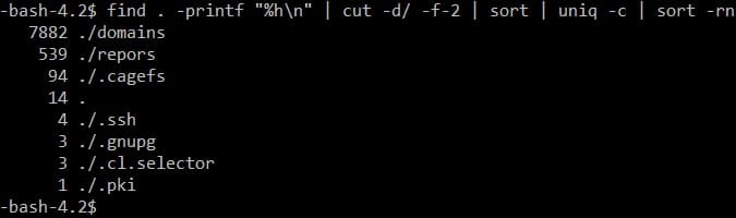 Checking the number of inodes per directory in a hosting plan via SSH