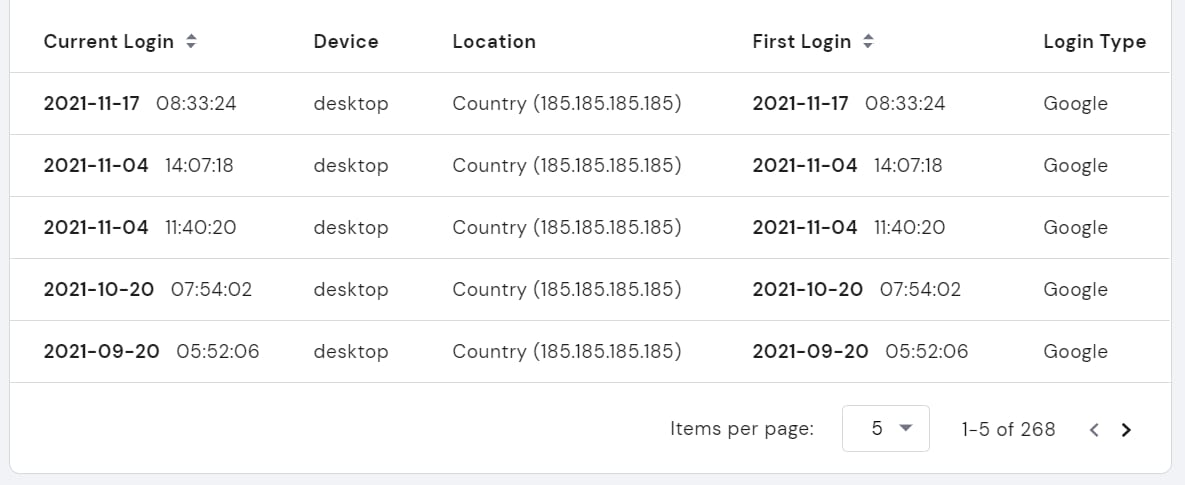Checking the login history at Hostinger
