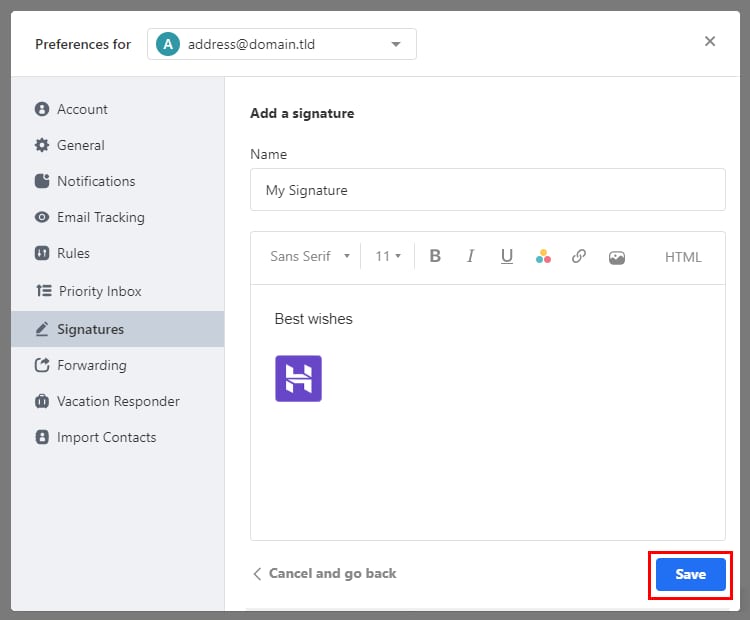 Creating a signature with Titan Email