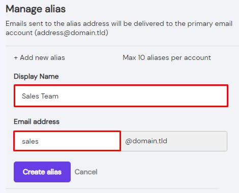 Creating an alias with Titan Email