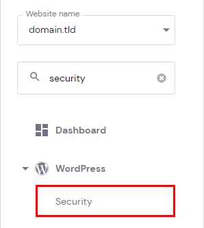 The WordPress Security menu option