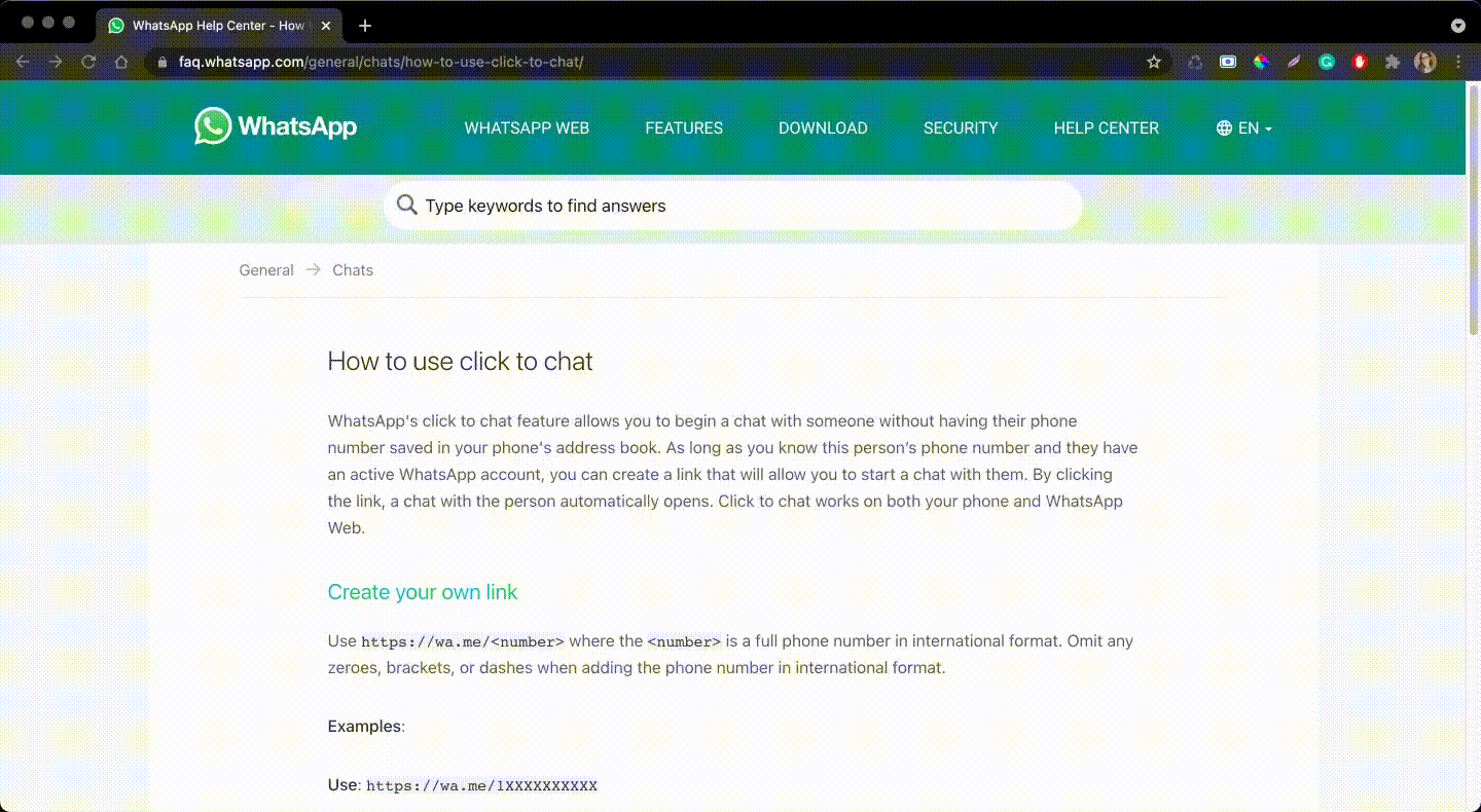 Creating a WhatsApp link