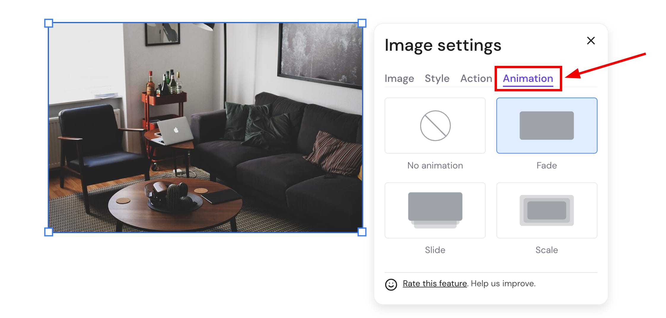Image animation settings
