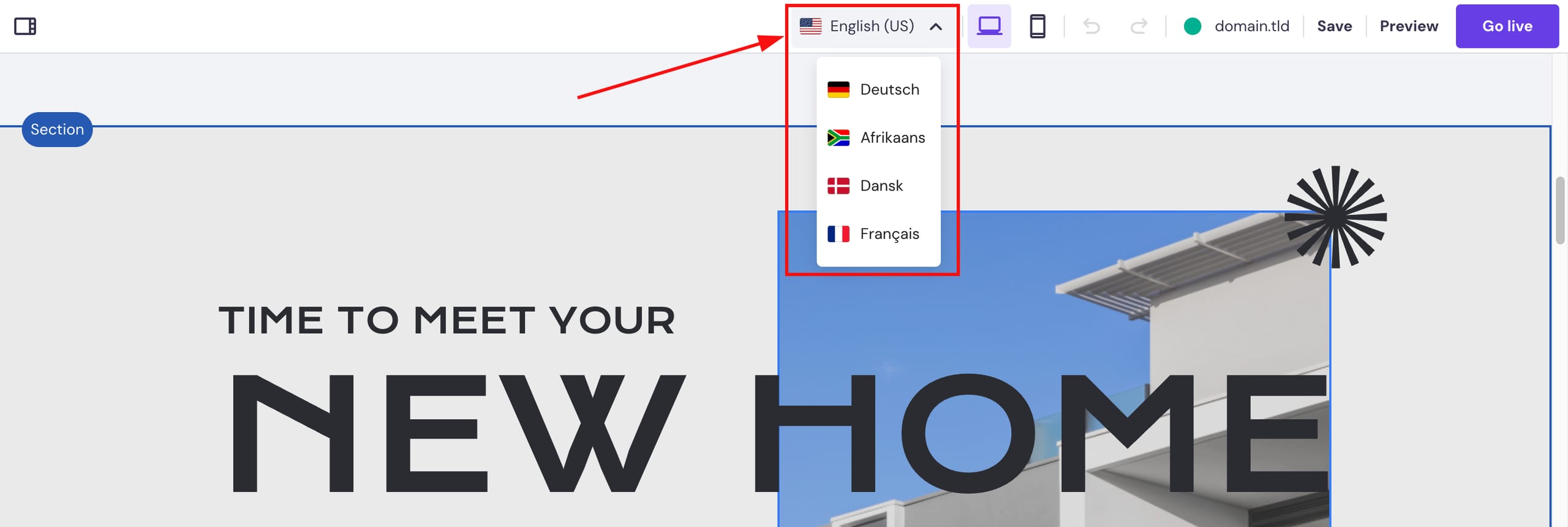 Switching between website's versions according to the language