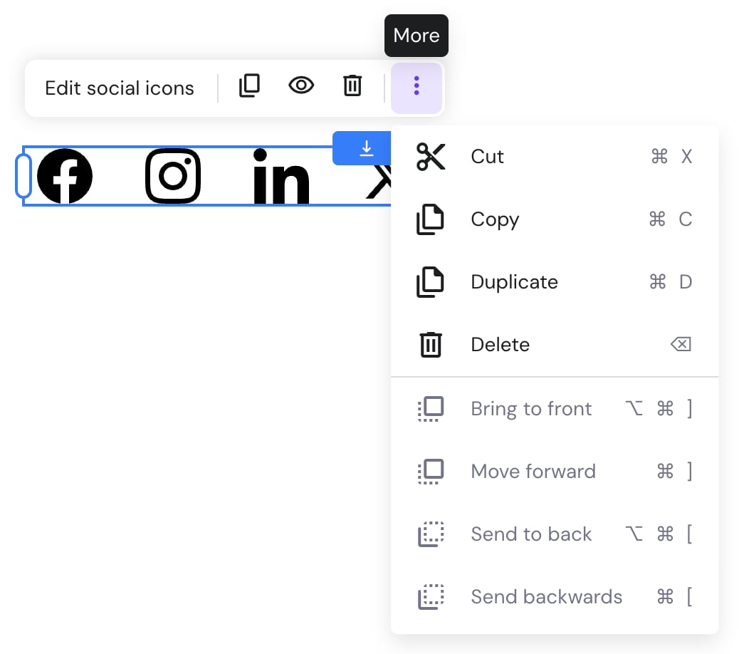 The element of social media icons